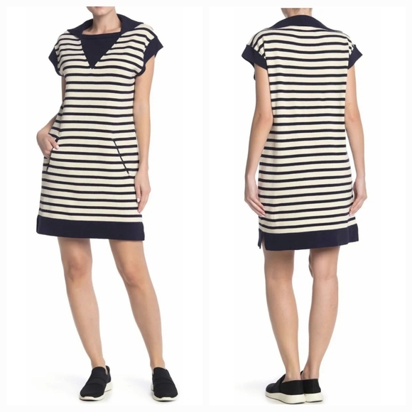 Current/Elliott Elsie Stripped Sweater Dress Navy & Ivory! Size 1. - Picture 1 of 12